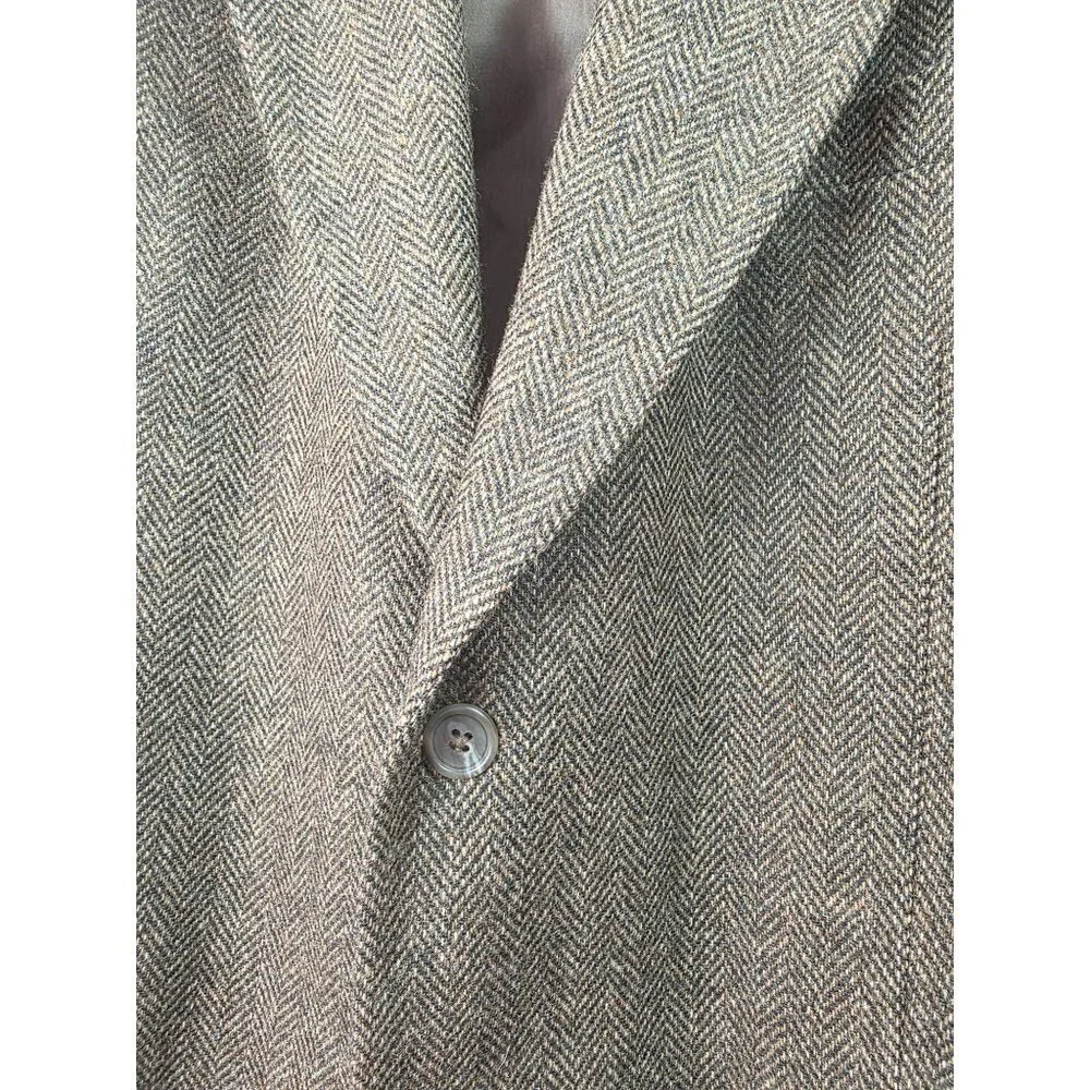 Towncraft Y2K Classic 2-Btn Blazer Men Sz 44R Gray Herringbone Notch Lapel 3.75